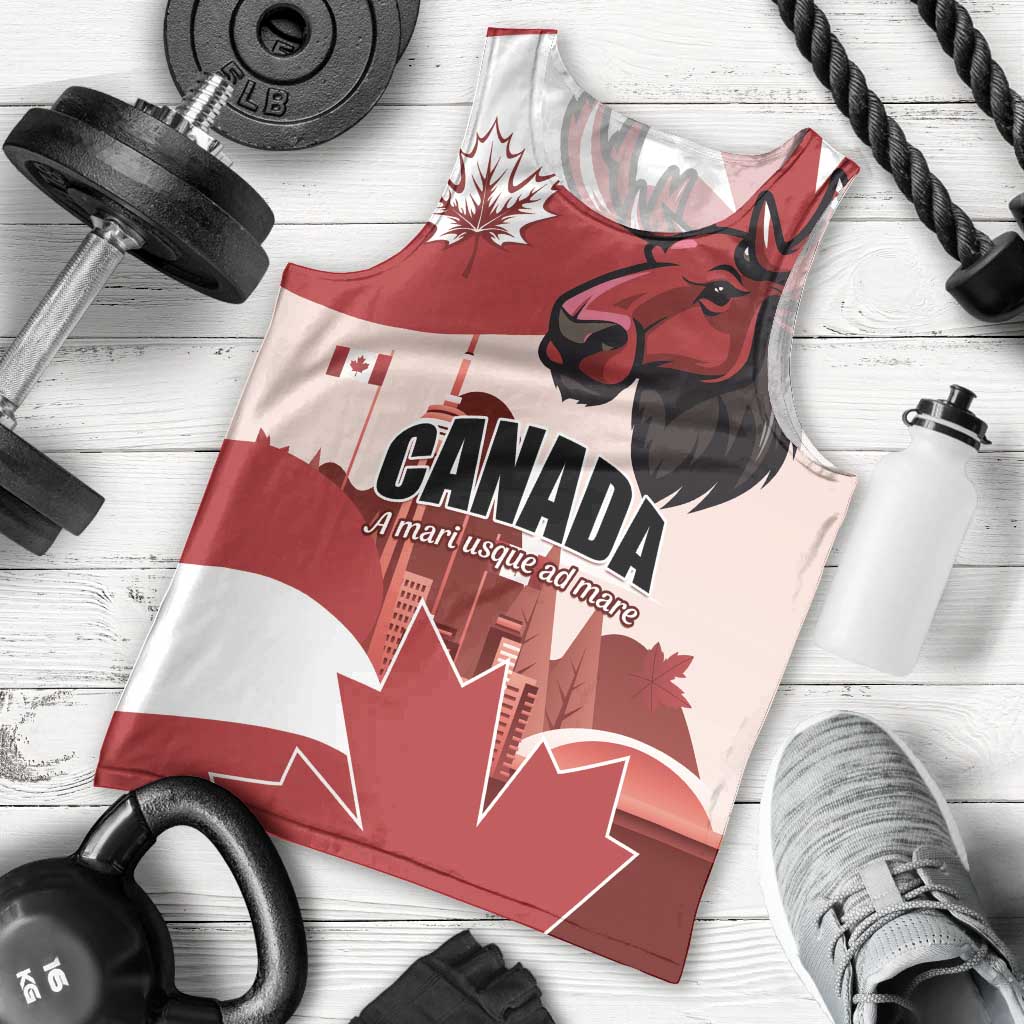 Personalised Canada Day 1867 Men Tank Top Moose With Maple Leaves