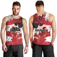 Personalised Canada Day 1867 Men Tank Top Moose With Maple Leaves