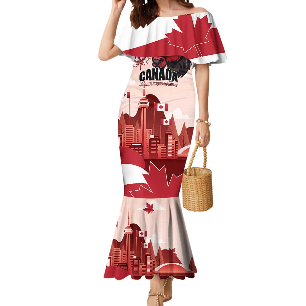 Personalised Canada Day 1867 Mermaid Dress Moose With Maple Leaves