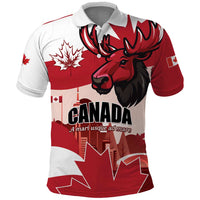 Personalised Canada Day 1867 Polo Shirt Moose With Maple Leaves