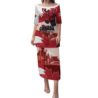 Personalised Canada Day 1867 Puletasi Moose With Maple Leaves