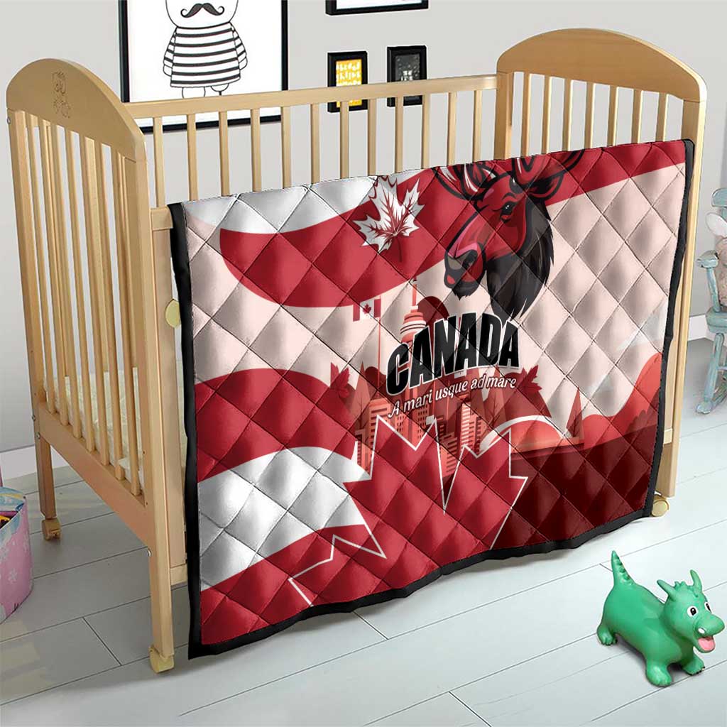Canada Day 1867 Quilt Moose With Maple Leaves