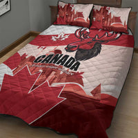 Canada Day 1867 Quilt Bed Set Moose With Maple Leaves