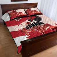 Canada Day 1867 Quilt Bed Set Moose With Maple Leaves