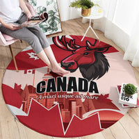 Canada Day 1867 Round Carpet Moose With Maple Leaves