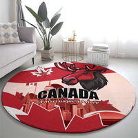 Canada Day 1867 Round Carpet Moose With Maple Leaves