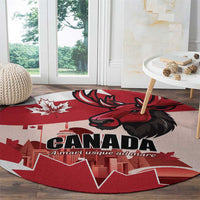 Canada Day 1867 Round Carpet Moose With Maple Leaves