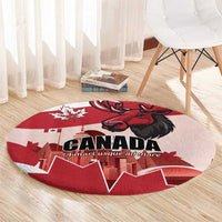 Canada Day 1867 Round Carpet Moose With Maple Leaves