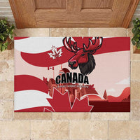 Canada Day 1867 Rubber Doormat Moose With Maple Leaves
