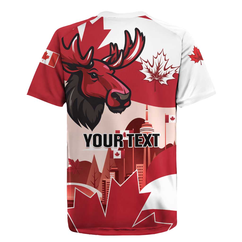Personalised Canada Day 1867 Rugby Jersey Moose With Maple Leaves