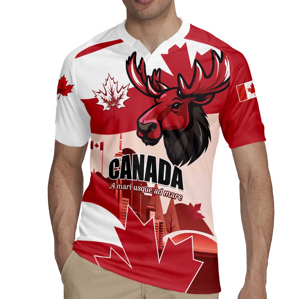 Personalised Canada Day 1867 Rugby Jersey Moose With Maple Leaves