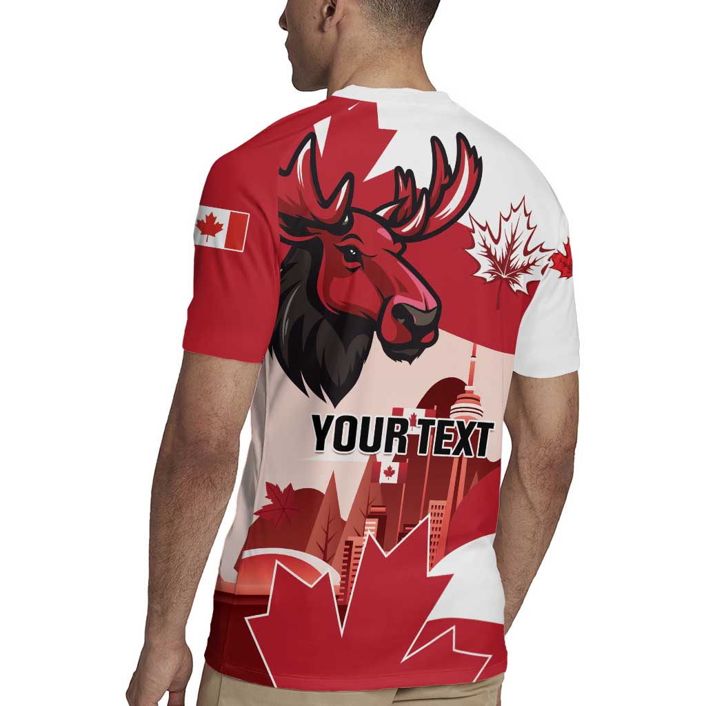 Personalised Canada Day 1867 Rugby Jersey Moose With Maple Leaves