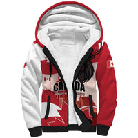 Personalised Canada Day 1867 Sherpa Hoodie Moose With Maple Leaves
