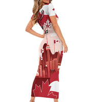 Personalised Canada Day 1867 Short Sleeve Bodycon Dress Moose With Maple Leaves