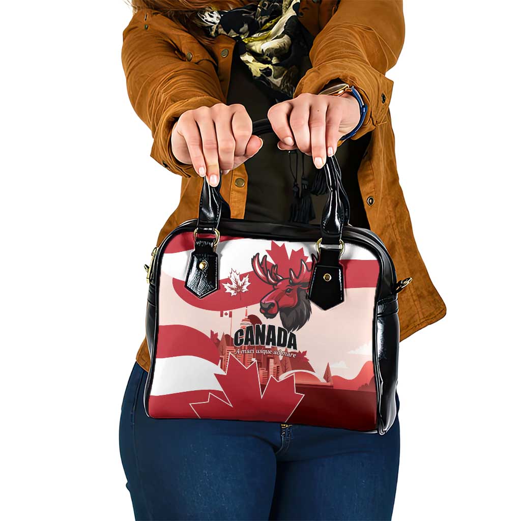 Canada Day 1867 Shoulder Handbag Moose With Maple Leaves