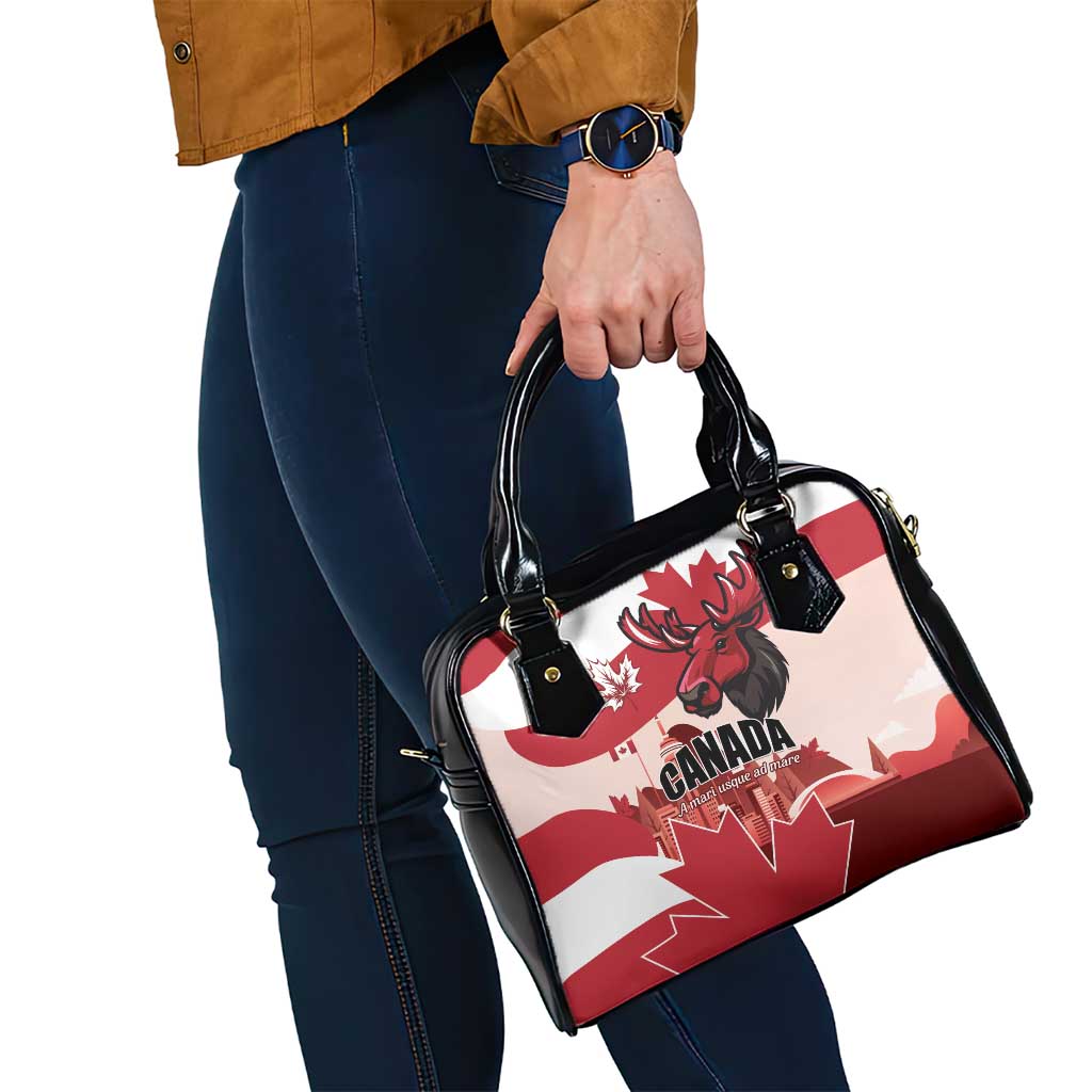 Canada Day 1867 Shoulder Handbag Moose With Maple Leaves