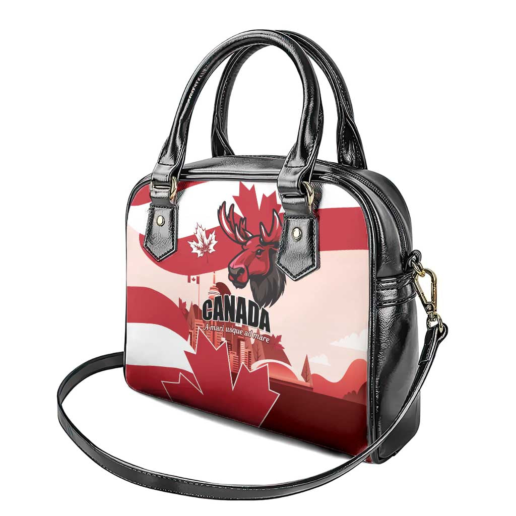 Canada Day 1867 Shoulder Handbag Moose With Maple Leaves