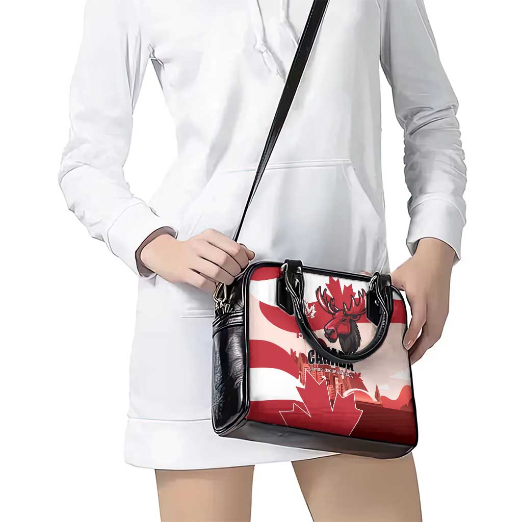 Canada Day 1867 Shoulder Handbag Moose With Maple Leaves