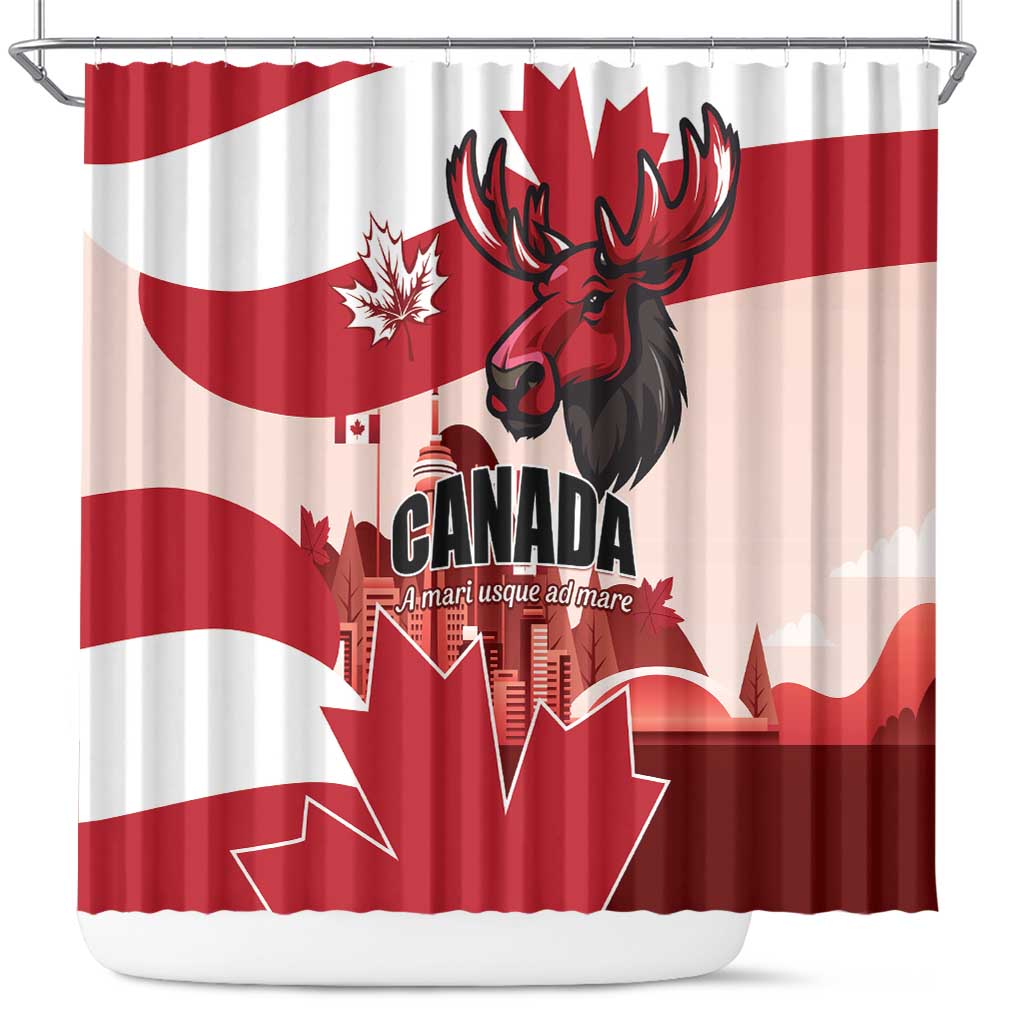 Canada Day 1867 Shower Curtain Moose With Maple Leaves