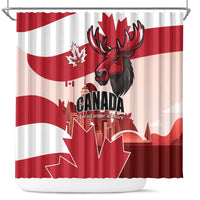 Canada Day 1867 Shower Curtain Moose With Maple Leaves