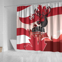 Canada Day 1867 Shower Curtain Moose With Maple Leaves