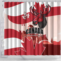 Canada Day 1867 Shower Curtain Moose With Maple Leaves