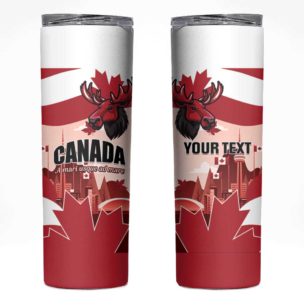 Personalised Canada Day 1867 Skinny Tumbler Moose With Maple Leaves