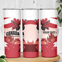 Personalised Canada Day 1867 Skinny Tumbler Moose With Maple Leaves
