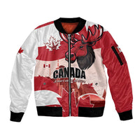 Personalised Canada Day 1867 Sleeve Zip Bomber Jacket Moose With Maple Leaves