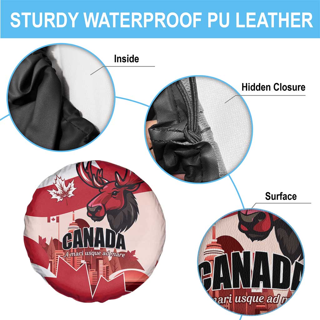 Canada Day 1867 Spare Tire Cover Moose With Maple Leaves