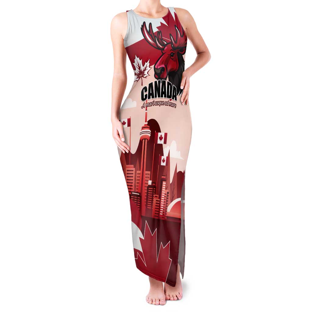 Personalised Canada Day 1867 Tank Maxi Dress Moose With Maple Leaves