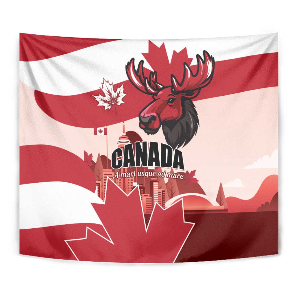 Canada Day 1867 Tapestry Moose With Maple Leaves