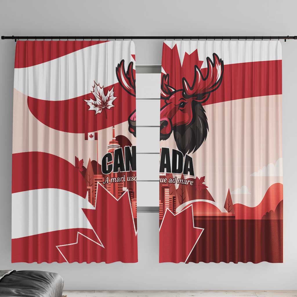 Canada Day 1867 Window Curtain Moose With Maple Leaves