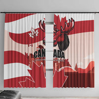 Canada Day 1867 Window Curtain Moose With Maple Leaves