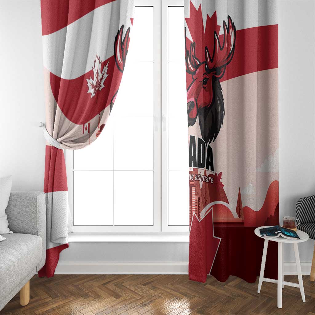 Canada Day 1867 Window Curtain Moose With Maple Leaves