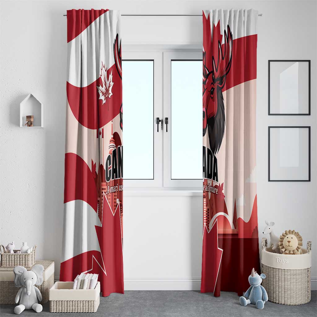 Canada Day 1867 Window Curtain Moose With Maple Leaves