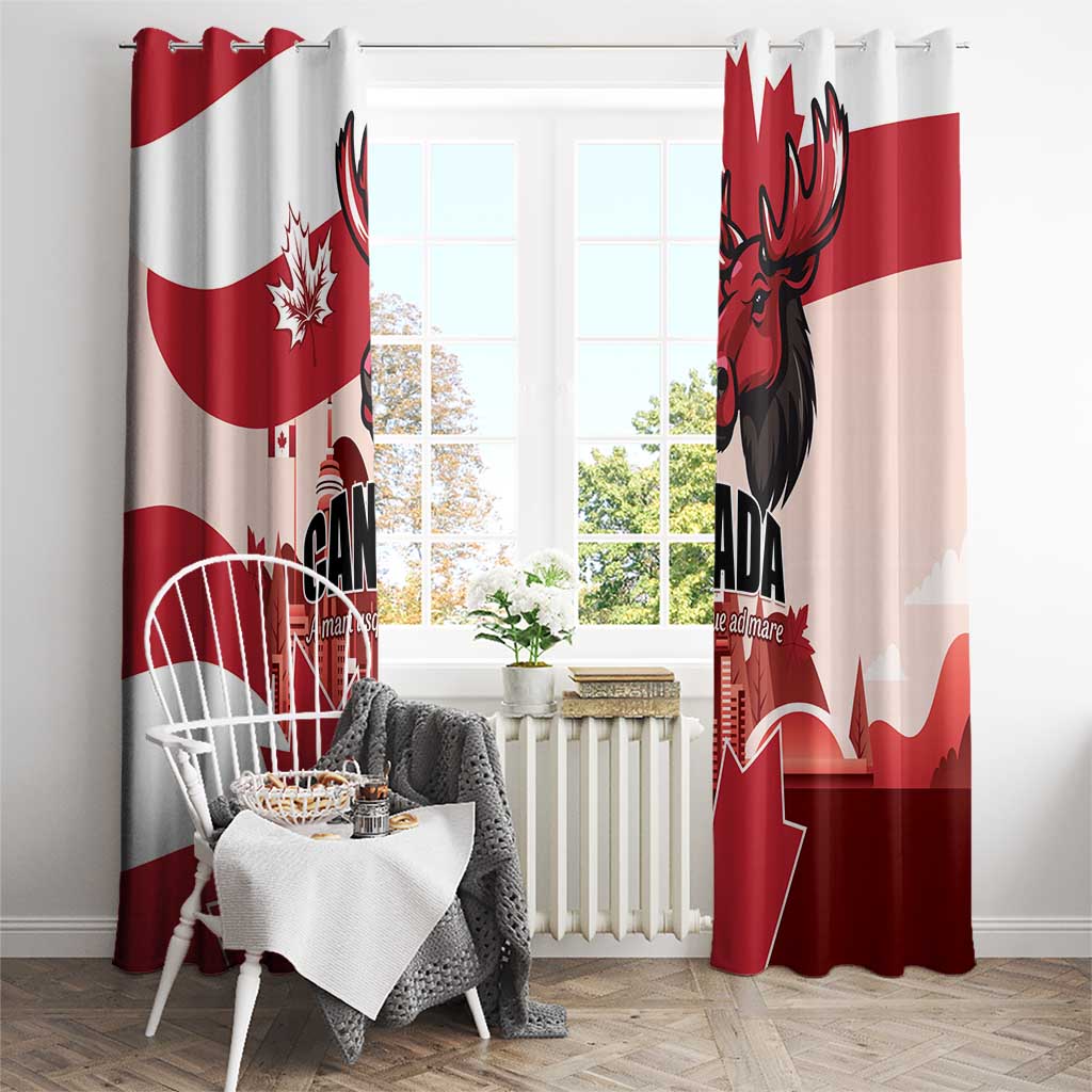 Canada Day 1867 Window Curtain Moose With Maple Leaves
