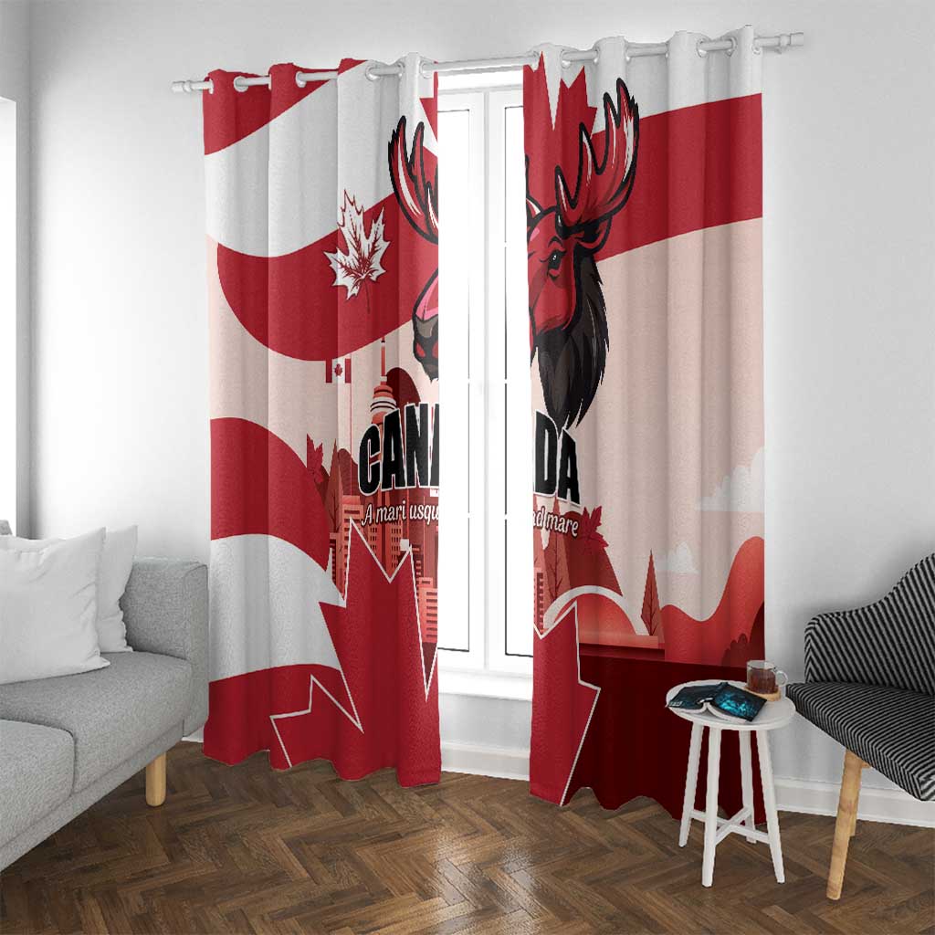 Canada Day 1867 Window Curtain Moose With Maple Leaves