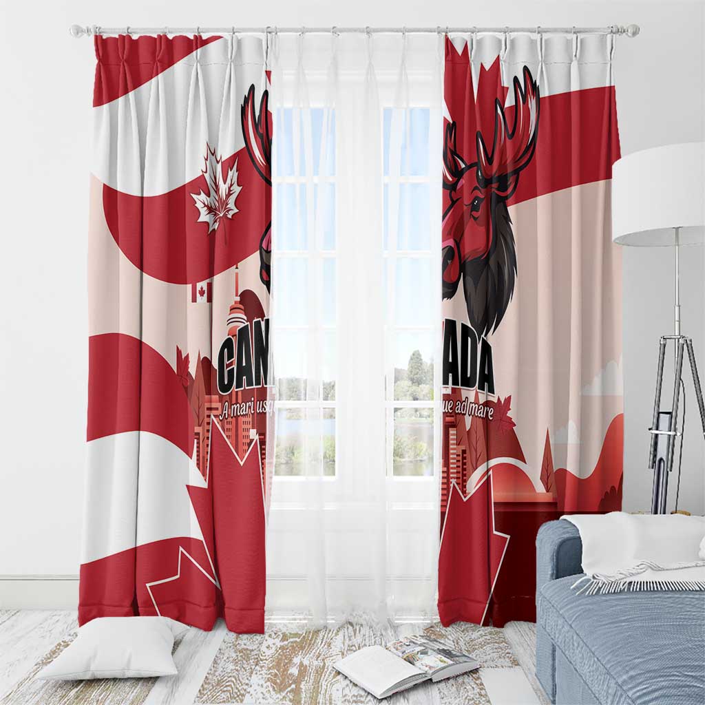 Canada Day 1867 Window Curtain Moose With Maple Leaves
