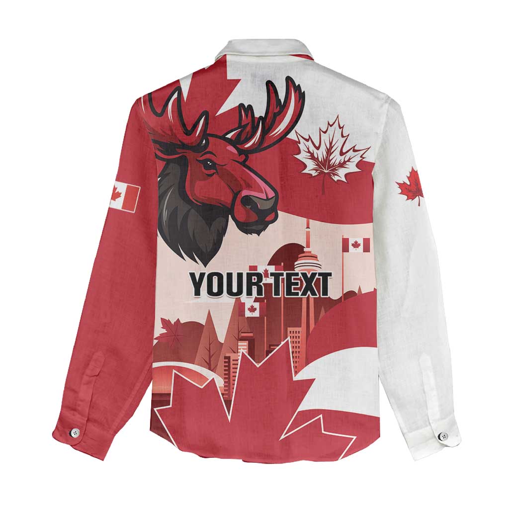 Personalised Canada Day 1867 Women Casual Shirt Moose With Maple Leaves