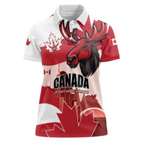 Personalised Canada Day 1867 Women Polo Shirt Moose With Maple Leaves