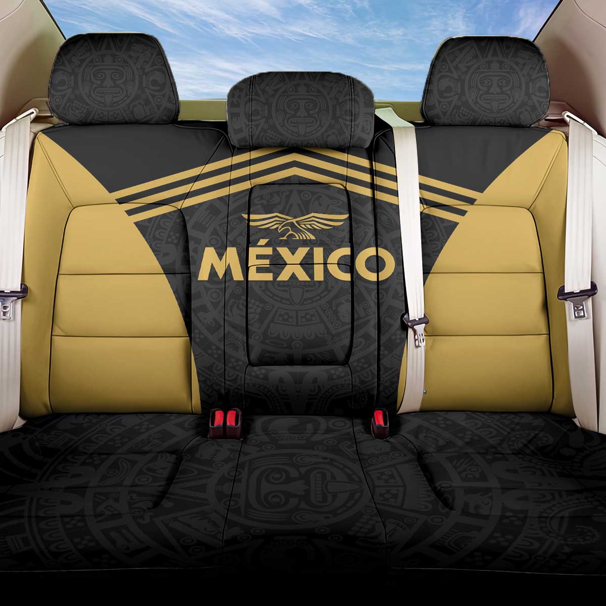 Football 2025 Mexico Back Car Seat Cover Special Gold Edition