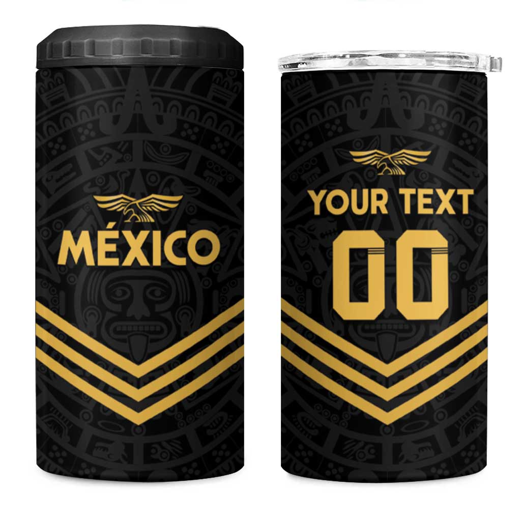 Custom Football 2025 Mexico 4 in 1 Can Cooler Tumbler Special Gold Edition
