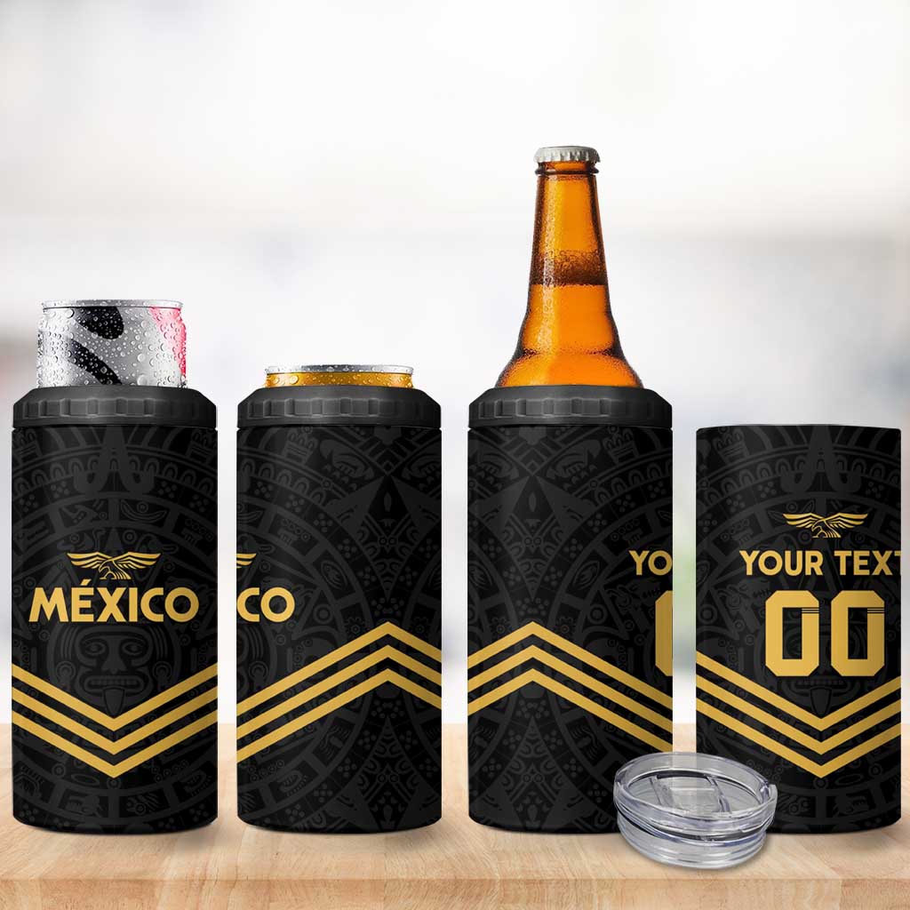 Custom Football 2025 Mexico 4 in 1 Can Cooler Tumbler Special Gold Edition