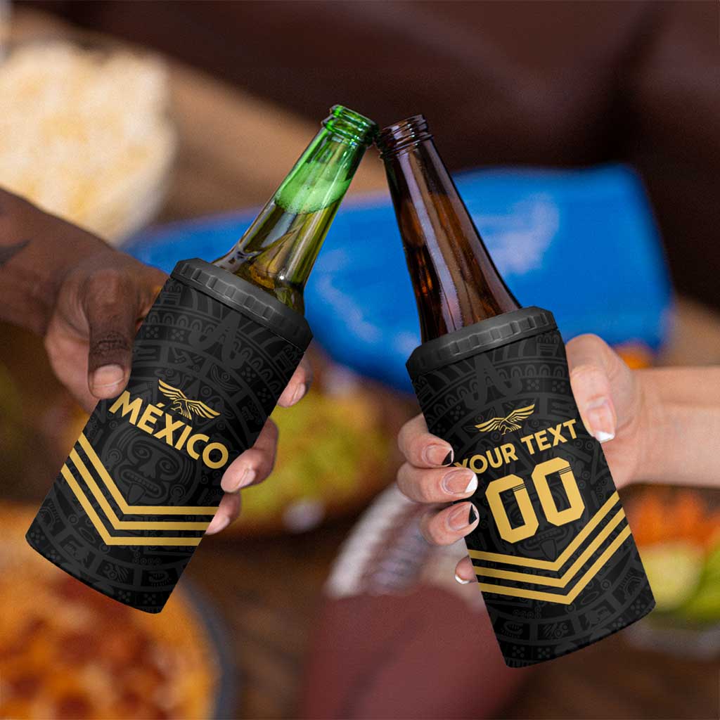 Custom Football 2025 Mexico 4 in 1 Can Cooler Tumbler Special Gold Edition