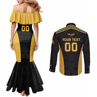Custom Football 2025 Mexico Couples Matching Mermaid Dress and Long Sleeve Button Shirt Special Gold Edition