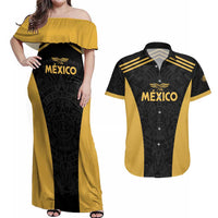 Custom Football 2025 Mexico Couples Matching Off Shoulder Maxi Dress and Hawaiian Shirt Special Gold Edition