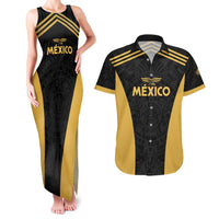 Custom Football 2025 Mexico Couples Matching Tank Maxi Dress and Hawaiian Shirt Special Gold Edition
