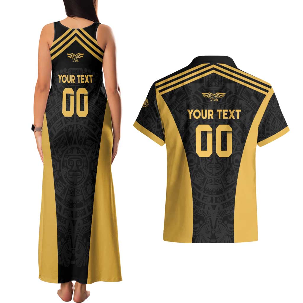 Custom Football 2025 Mexico Couples Matching Tank Maxi Dress and Hawaiian Shirt Special Gold Edition