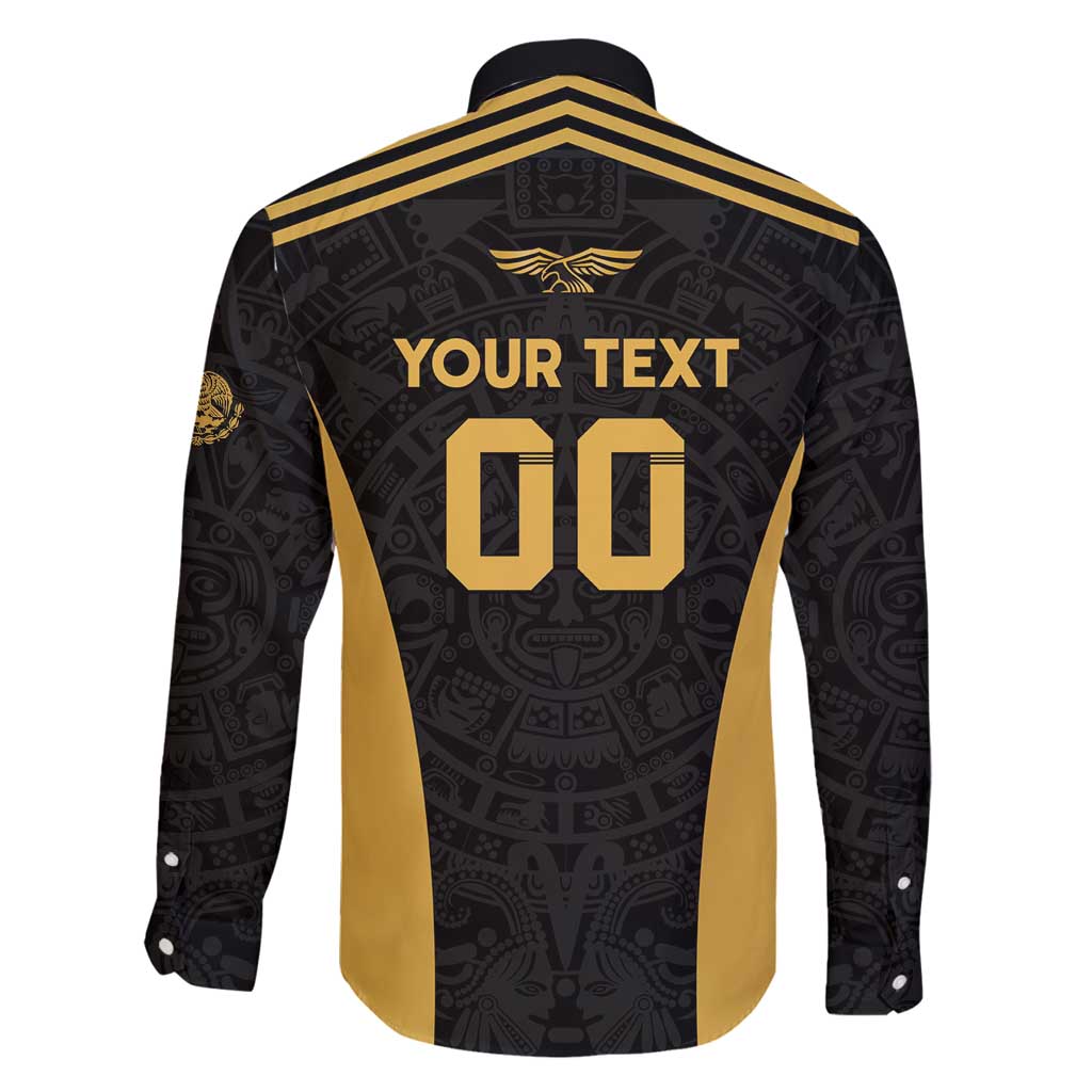 Custom Football 2025 Mexico Family Matching Long Sleeve Bodycon Dress and Hawaiian Shirt Special Gold Edition